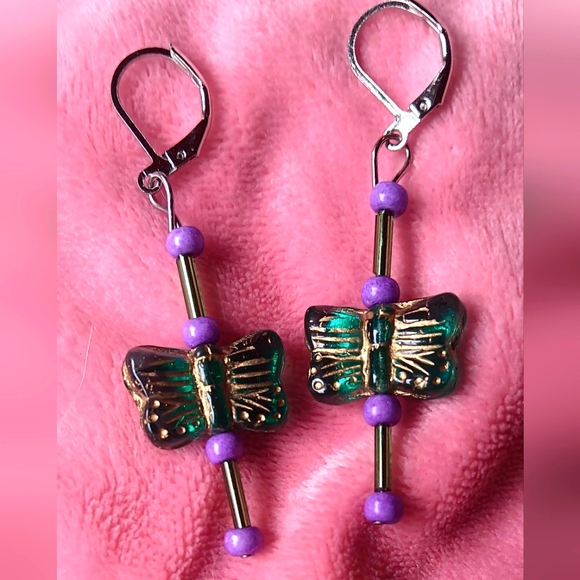 🍒 Dangle Handcrafted Butterfly Earrings With 925 Hooks🐥 - Picture 1 of 4